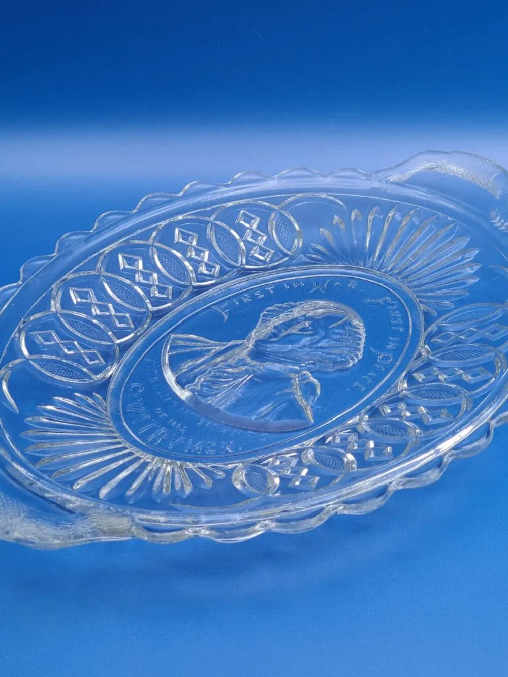 Antique EAPG Gillinder Centennial Bread Plate George Washington 12